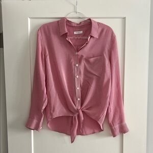 Equipment Red and White Striped Silk Shirt